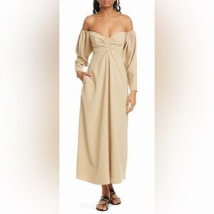 A.L.C. black Calley off-shoulder midi dress with pockets